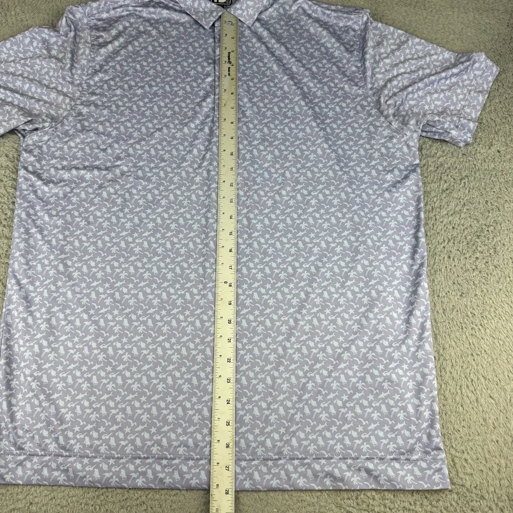 FootJoy Polo Shirt Lg All Over Print Summer Golf Performance Stretch Blue Shark